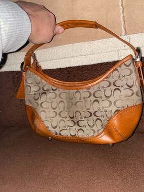 Vintage Rosetti Brown Monogram Canvas Small Hobo Shoulder Bag